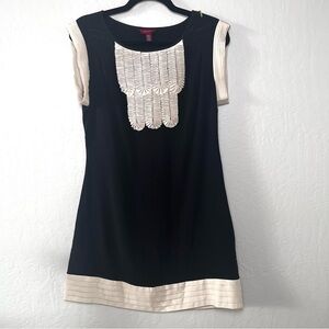 Ted Baker Pure Silk Black and Cream Mini Dress Size 3 or US Size 8 Cocktail Lux